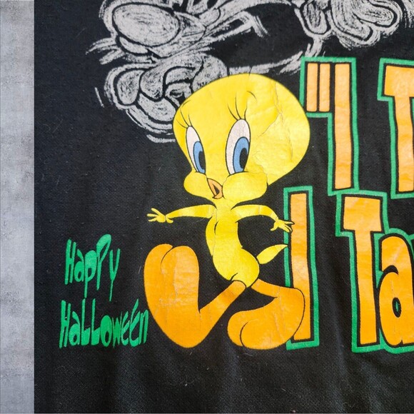 Vintage 1996 Looney Tunes Tweety & Sylvester Halloween Sweatshirt XL Unisex - Picture 6 of 12